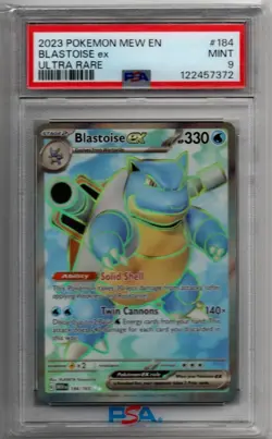 🌊 Blastoise ex 184/165 Ultra Rare EN 151 Graded PSA 9 Mint Pokemon TCG - Image 1
