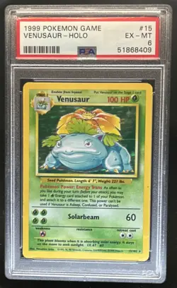 1999 Pokemon Game Venusaur Holo Rare #15/102 PSA 6 EX-MT - Image 1