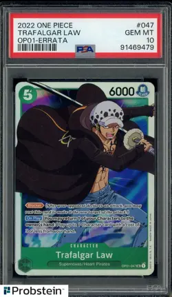 2022 One Piece Trafalgar Law OP01 ERRATA #047 PSA 10 GEM MINT - Image 1