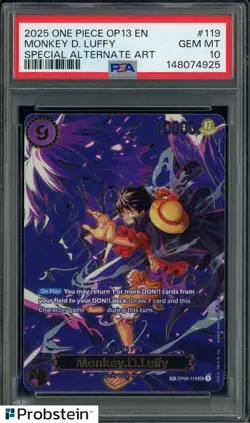 2025 One Piece OP13 EN Special Alternate Art #119 Monkey D Luffy PSA 10 GEM MINT - Image 1