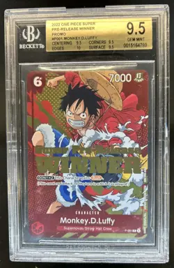 2022 One Piece Super Pre-Release Winner Monkey D Luffy Promo #P-001 BGS 9.5 - Image 1