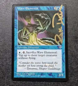 GOLD SIGNED UNPLAYED NM Wave Elemental Mirage Magic MtG ZAK PLUCINSKI EDH VTG - Image 1