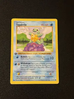 Pokemon Squirtle 1st Edition Base Set Shadowless 63/102 Wizards of the Coast - Image 1