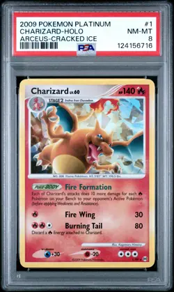 POKEMON CHARIZARD 1/99 CRACKED ICE PLATINUM ARCEUS PSA 8 - Image 1