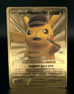 Pokemon Detective Pikachu GX 148hp Gold Foil Fan Art Collector Card TCG - Image 1