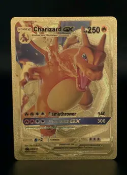 Pokemon Charizard GX 250hp Gold Foil Fan Art Collector Card TCG - Image 1