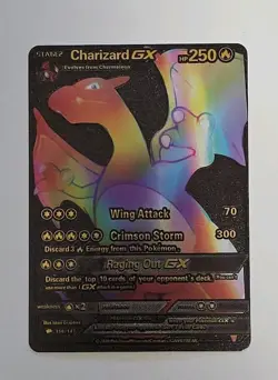 Pokemon Charizard EX Black Vinyl Gold Foil Fan Art Collector Card TCG Rainbow - Image 1