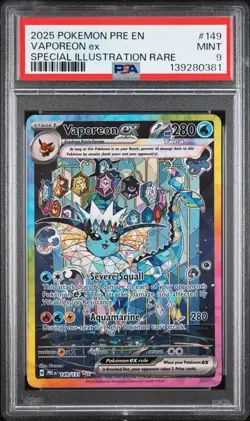 PSA 9 MINT Vaporeon ex 149/131 Sv: Prismatic Evolutions Holo Pokemon 2025 - Image 1