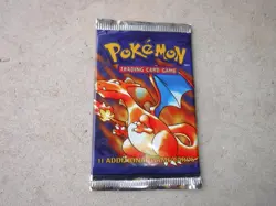 1999 POKEMON BASE SET UNLIMITED BOOSTER PACK CHARIZARD ART FOIL PACKS - Image 1