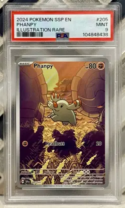 Phanpy Illustration Rare PSA 9 #205/191 2024 SV08: Surging Sparks Pokemon TCG - Image 1