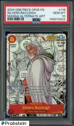 2024 One Piece OP08 EN Manga Alternate Art #118 Silvers Rayleigh PSA 10 GEM MINT - Image 1