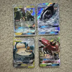 Pokemon GX Holo Tapu Koko, Tapu Fini, Eevee & Snorlax, Tapu Bulu Card Lot - Image 1
