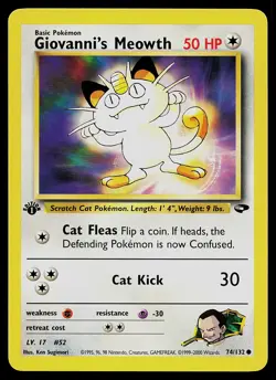 Pokemon Card - Giovanni's Meowth Gym Challenge 74/132 Common 1st Edition - Image 1