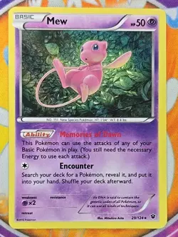 🔥Pokemon Mew TCG Holo Rare Card 29/124 XY Fates Collide 2016 Fresh Sleeved 👍📈 - Image 1