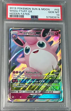 2019 Pokemon Sun & Moon Hidden Fates # 42 Wigglytuff GX GEM MINT PSA 10 - Image 1