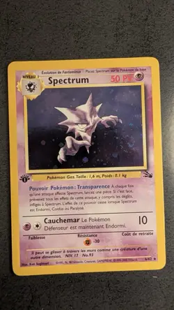 2000 French Pokemon Spectrum -Haunter- 1st Edition Fossil Holo Swirl - Image 1