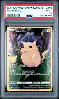 143738396 Pikachu 2021 Pokemon Sword & Shield Celebrations #005 PSA 9 - Image 1