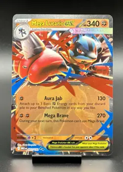 Pokemon Mega Lucario Ex 077/132 Holo Double Rare Full Art Mega Evolution NM+ - Image 1