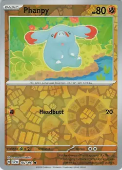 Phanpy - Reverse Holo 102/191 Common SV08: Surging Sparks NM Pokemon - Image 1