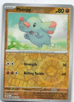 Phanpy 048/091 Common Reverse Holo SV: Paldean Fates NM Pokemon - Image 1