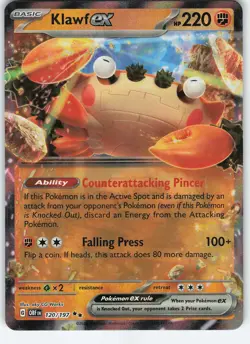Klawf ex 120/197 Double Rare Holo SV03: Obsidian Flames NM Pokemon - Image 1