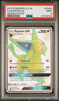 2019 Pokemon Sun & Moon Hidden Fates #SV60 Espeon Gx PSA 9 - Image 1