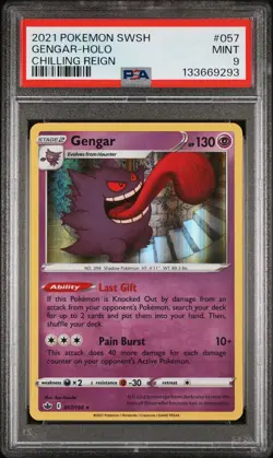 133669293 Gengar 2021 Pokemon Sword & Shield Chilling Reign #057 Holo PSA 9 - Image 1