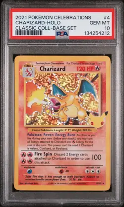 2021 POKEMON CELEBRATIONS CLASSIC COLLECTION 4 CHARIZARD-HOLO PSA 10 - Image 1