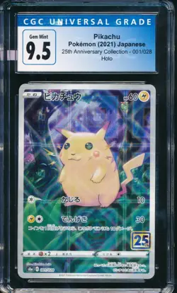 Pikachu Mirror Holo 001/028 25th Collection CGC 9.5 GEM MINT OLD LABEL POKEMON - Image 1