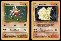 1999 Pokemon Base Set Lot Hitmonchan 7/102 Ninetales 12/102 Holo Rare HP Vintage - Image 1