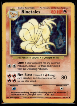 1999 Pokemon Base Set Lot Hitmonchan 7/102 Ninetales 12/102 Holo Rare HP Vintage - Image 4