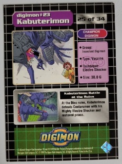 Digimon Digital Monsters 1999 Trading Card Bandai 25 Of 34 Digistamped Kabuterim - Image 2