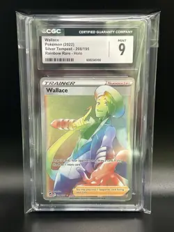 2022 Pokemon Card WALLACE 208/195 Silver Tempest Rainbow Rare CGC 9 Mint - Image 1