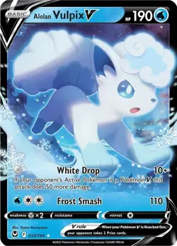 Alolan Vulpix V 033/195 Ultra Rare Holo SWSH12: Silver Tempest Pokemon Card - Image 1