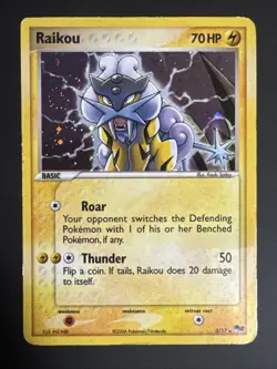 Raikou 3/17 POP Series 2 Holo Rare Pokemon Card 2006 WOTC W/ Swirl - Image 1