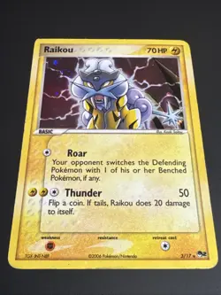 Raikou 3/17 POP Series 2 Holo Rare Pokemon Card 2006 WOTC W/ Swirl - Image 2