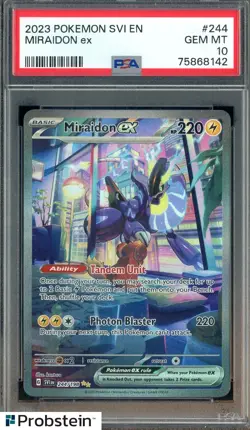 2023 Pokemon SVI EN Special Illustration Rare #244 Miraidon ex PSA 10 GEM MINT - Image 1