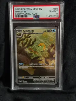 PSA 10 Omanyte #180 2023 Pokemon 151 Illustration Rare Pokemon TCG - Image 1