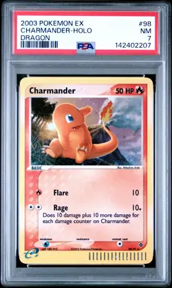 2003 POKEMON EX DRAGON #98 CHARMANDER-HOLO PSA 7 - Image 1