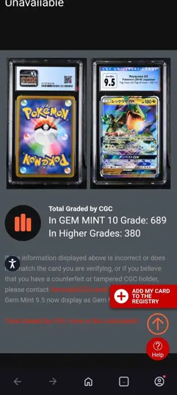 Rayquaza GX - 100/173 CGC 10 SM12a Tag All Stars RR Pokemon - GEM MT OLD LABEL - Image 3