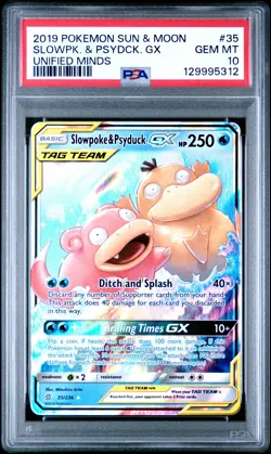 2019 POKEMON SUN & MOON UNIFIED MINDS #35 SLOWPOKE & PSYDUCK GX PSA 10 - Image 1