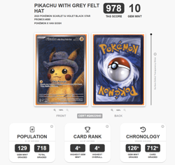 2023 SVP Pokemon X Van Gogh Promo #085 Pikachu With Grey Felt Hat TAG 10 (958) - Image 4