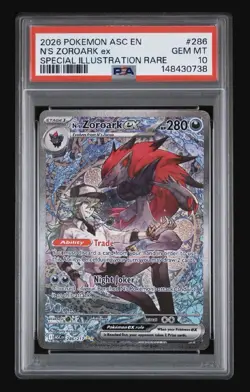2026 POKEMON ASCENDED HEROES ILLUSTRATION RARE #286 N'S ZOROARK EX PSA 10 - Image 1
