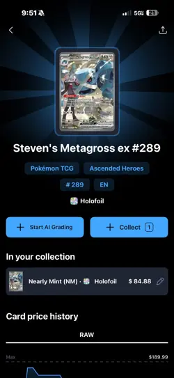 Pokemon Steven's Metagross EX Rare Holo 289/217 Ascended Heroes - Image 4