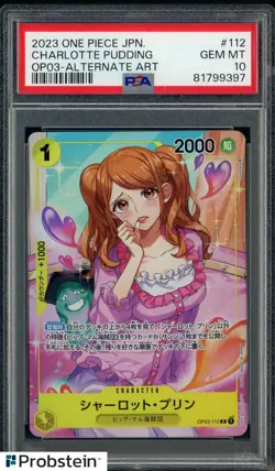 2023 One Piece JPN OP03-Alternate Art #112 Charlotte Pudding PSA 10 GEM MINT - Image 1