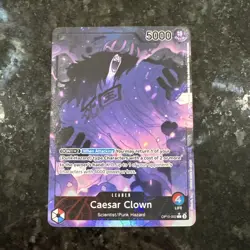 One Piece OP10-002 Caesar Clown Alt Art (Parallel) Leader Royal Blood English NM - Image 1