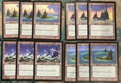 MTG-Urza’s Saga Basic ISLAND Land Cards - Lot of 12 1998 French Lands Set - Image 1