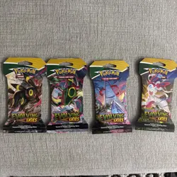 Pokemon Evolving Skies Full Art Set New Sealed Sleeved Blister Booster x4 Packs - Image 1
