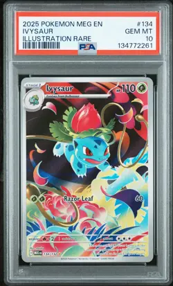 2025 Pokemon Mega Evolutions EN Ivysaur Illustration Rare #134 PSA 10 - Image 1