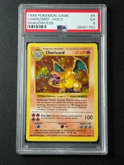 CHARIZARD HOLO SHADOWLESS PSA 5 1999 POKEMON GAME #4/102 RARE HOLO #4 EX - Image 1